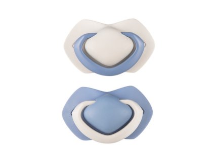 canpol babies sada 2 ks symetrickych silikonovych dudliku 0 6 m pure color modry