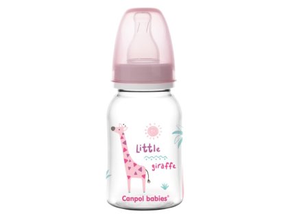 canpol babies lahvicka s potiskem 125 ml zirafka ruzova