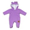 Baby Nellys Kojenecký teplákový overal s kapucí Teddy - fialový (Velikost 68 (3-6m))