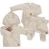 Sada do porodnice 4D, žebrovaná, body, polodupačky, kabátek a čepička, ecru (Velikost 62 (2-3m))