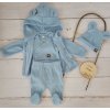 Sada do porodnice 4D, žebrovaná, body, polodupačky, kabátek a čepička, modrá (Velikost 62 (2-3m))