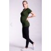 Be MaaMaa Těhotenské a kojící triko s kapucí, kr. rukáv - khaki (Velikost oblečení L/XL)