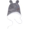 Z&Z Velurová čepice na zavazování s oušky, šedá (Velikost 68/74 (6-9m))