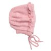 Pletená čepička na zavazování bonetka Girl, Hand Made Baby Nellys, pudrová, růžová (Velikost 68/74 (6-9m))