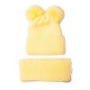 baby nellys zimni pletena cepice nakrcnik zluta s bambulkami