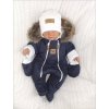 Z&Z Zimní kombinéza s dvojitým zipem, kapucí a kožešinou + rukavičky, Angel - granát (Velikost 80 (9-12m))