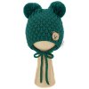 Zimní pletená čepice Teddy Bear na zavazování, zelená, Baby Nellys (Velikost 56-68 (0-6 m))