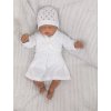 Z&Z 3-dílná pletená sada šatičky, bolérko a čepička - bílá (Velikost 56 (1-2m))