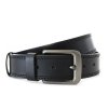 Černý kožený pánský opasek s dvojitým šitím 913-5002-2-60/60-9007-40 (Délka opasku 95 cm)