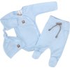 Z&Z 3-dílná soupravička body, polodupačky s provázkem a čepička - sv. modrá (Velikost 50 (0-1m))