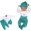 Z&Z 3-dílná soupravička body, polodupačky s provázkem a čepička - zelená, bílá (Velikost 50 (0-1m))