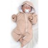 Mušelinový overálek s kapucí, dvouvrstvý, Hand Made, béžový (Velikost 50 (0-1m))