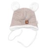 Pletená zimní čepice s kožíškem a šátkem Star, béžová (Velikost 56/62 (0-3m))