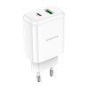 Borofone BN4 dual (USB-A/USB-C) adaptér (20W) - Bílá
