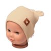 Baby Nellys Žebrovaná dvouvrstvá čepice s oušky TEDDY - béžová (Velikost 56/62 (0-3m))