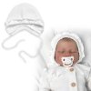 Pletená čepička na zavazování bonetka Girl, Hand Made Baby Nellys, bílá (Velikost 56/62 (0-3m))