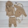 Sada do porodnice 4D, žebrovaná, body, polodupačky, kabátek a čepička, béžová (Velikost 56 (1-2m))