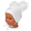 Bavlněná čepička na zavazování Baby Nellys s mašličkami Tutu - bílá (Velikost 56/62 (0-3m))
