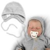 Pletená čepička na zavazování bonetka Boy, Hand Made Baby Nellys, šedá (Velikost 56/62 (0-3m))