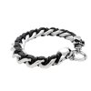 8586 2 naramek cerny s lebkou z kuze a stribrne oceli