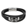 13089 2 naramek maltezsky kriz cerny z kuze a stribrne oceli