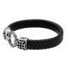 8565 2 naramek maltezsky kriz pleteny cerny z kuze a stribrne oceli