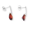 Ocelové náušnice s kamínkem (Barva Červená)