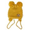 Zimní pletená čepice Teddy Bear na zavazování, hořčicová, Baby Nellys (Velikost 56-68 (0-6 m))