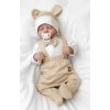 Bavlněná souprava Gentleman 3D, body, polodupačky s láclem + čepička, béžová/bílá (Velikost 56 (1-2m))