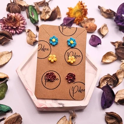 Náušnice Kytička  kytičky – různé druhy květin