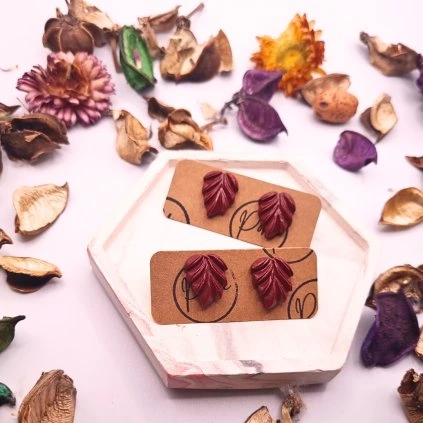 Náušnice List  list – podzimní barvy