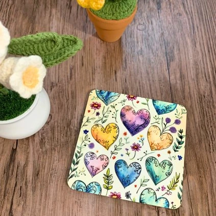 Podtácek Srdíčka  romantický motiv