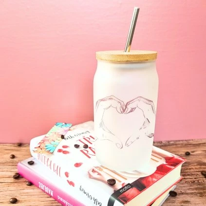 Sklenice 400ml Srdce Ruce  srdce z rukou