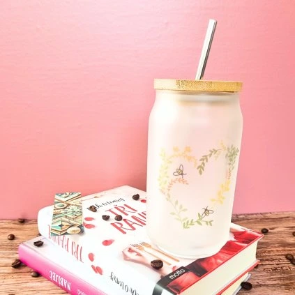 Sklenice 400ml Zelené srdce  listové srdce