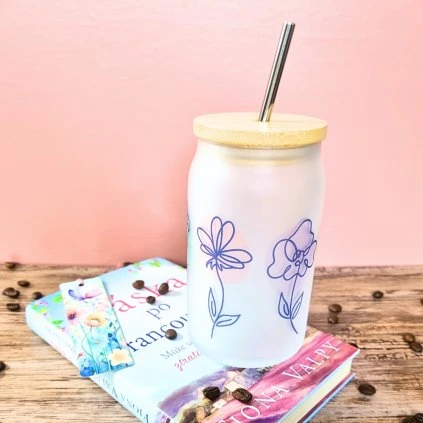 Sklenice 400ml Květiny  květinový motiv