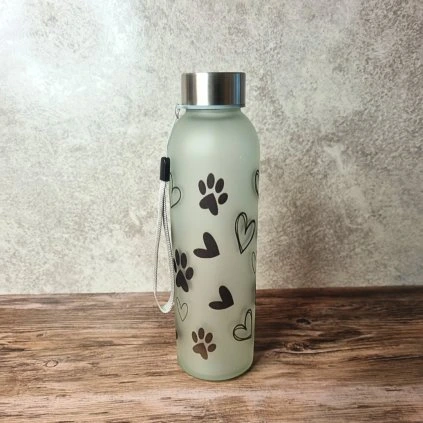 Lahev Tlapky Černé  s poutkem – sublimovaný potisk – vhodná do myčky