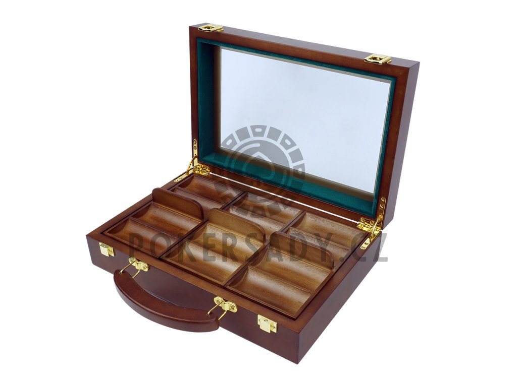 Luxusní dřevěný kufřík na 300 žetonů