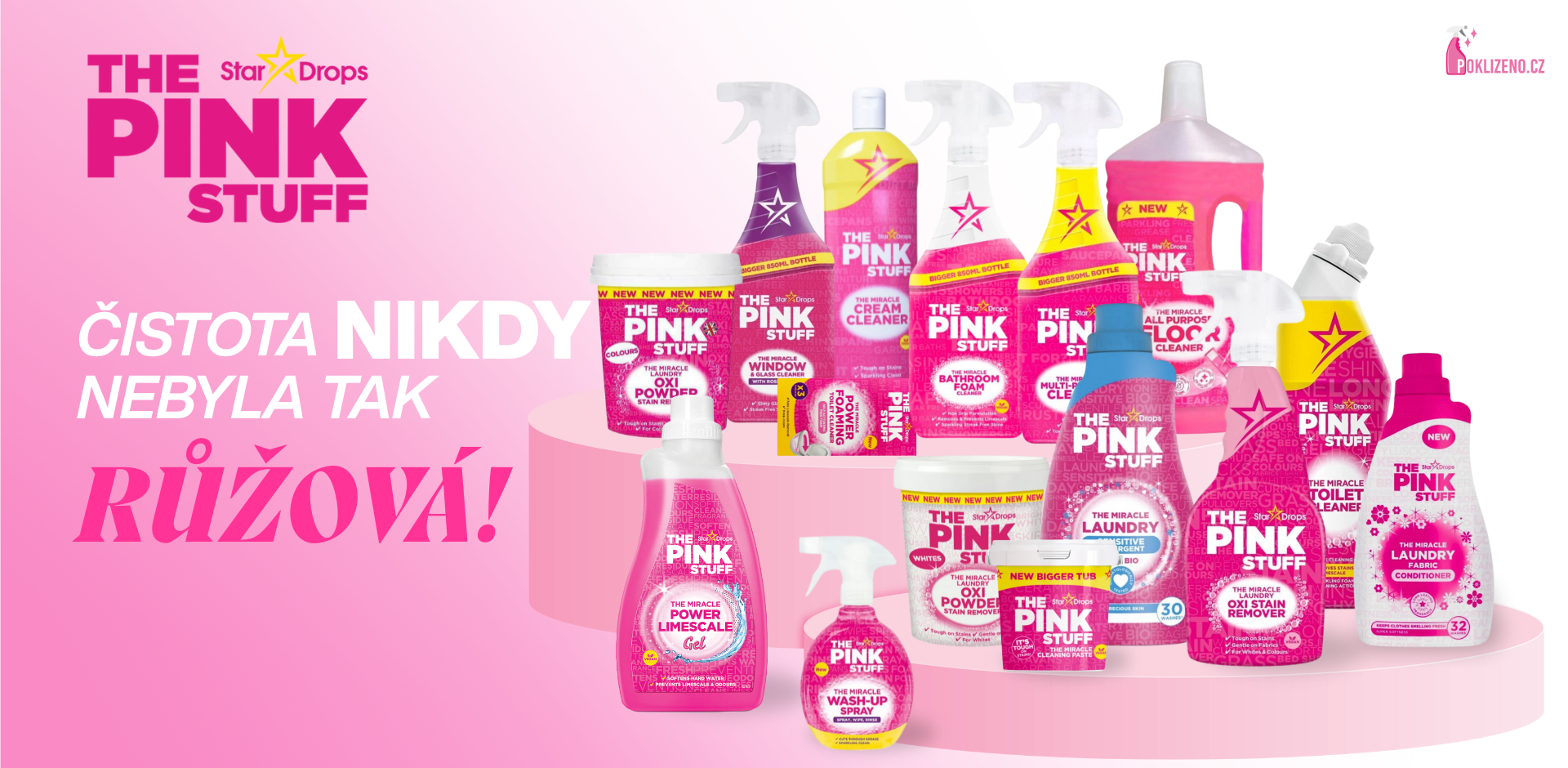 Sada čisticích prostředků The Pink Stuff – účinné a univerzální čističe pro domácnost v ikonickém růžovém designu