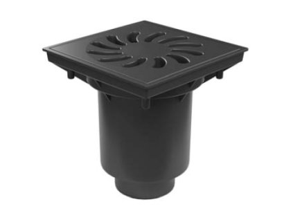Kanalizační vpusť spodní KVS 160/110-250 s plastovou mřížkou 245x245mm, nosnost 1,5t (328P)