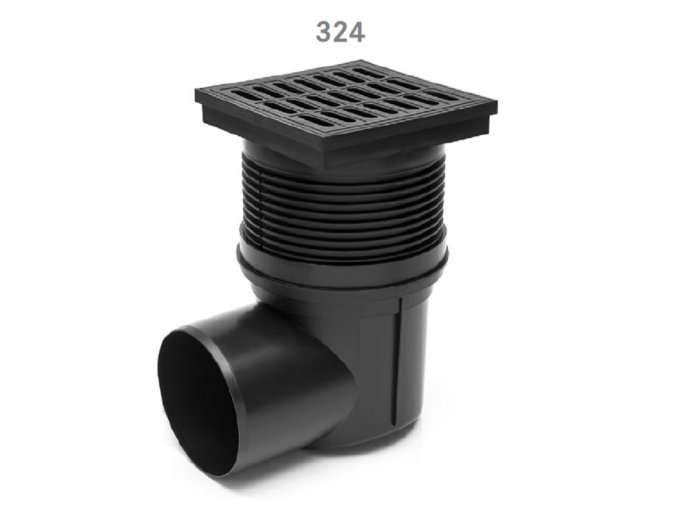 Kanalizační vpusť boční KVB 110 S s plastovou mřížkou 150x150mm, nosnost 300kg (324S)