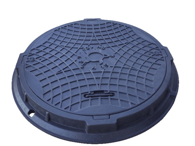 Plastový poklop kruhový s rámem, průměr 60cm, zatížení A15 kN (1,5t)