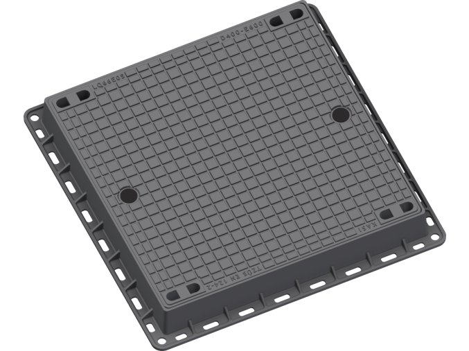 Litinový poklop čtvercový D400-E600 vodotěsný, rozměr 600x600mm (KQ66EL05CS)