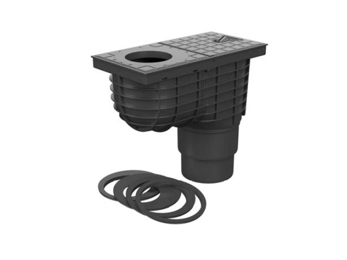 Lapač střešních vod "GAJGR" D 110/125 mm černý 325 C (redukční kroužky 75/80, 90, 100, 110, 125)