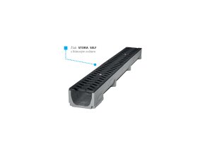Odvodňovací žlab D100 H60 z polymerbetonu s litinovou mřížkou, dl.1,0m, pojezdový B125