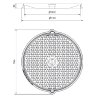 Litinový šachtový poklop B125 bez odvětrání, pr. 1000mm, v litinovém rámu s patkou 1100mm