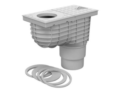 Lapač strešných vôd "GAJGR" D 110/125 mm šedivý 325 Cs (redukčné krúžky 75/80, 90, 100, 110, 125)