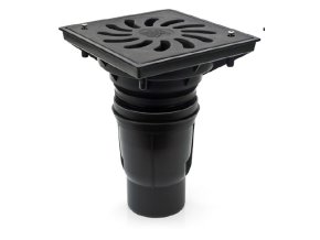 Kanalizačný vpust spodný KVS 110/250 s plastovou mriežkou 245x245mm, nosnosť 1,5t (731SP)