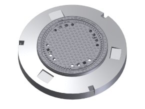 Šachtový liatinový poklop D400 s odvetraním v roznášacom ráme 1200mm