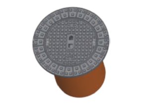 Liatinový poklop D400 priemer 480mm, na plast. šachtu DN400/315, nosnosť 40,0t, s teleskopom dl.500mm
