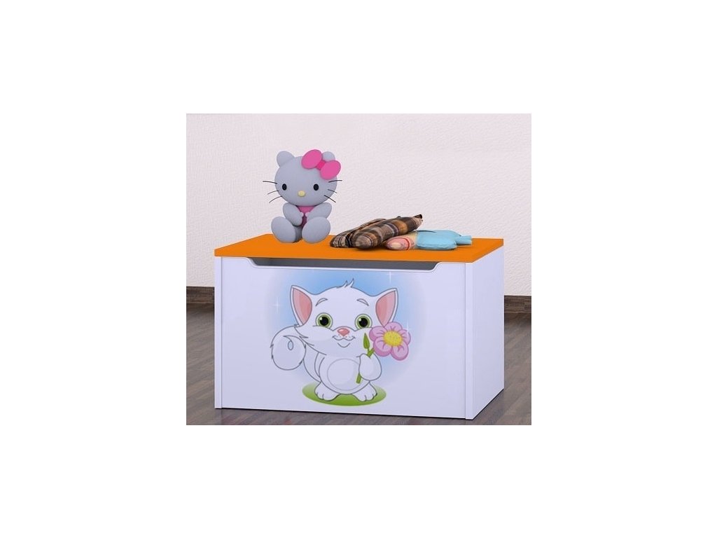 Box na hračky Happy - kočička s květinou